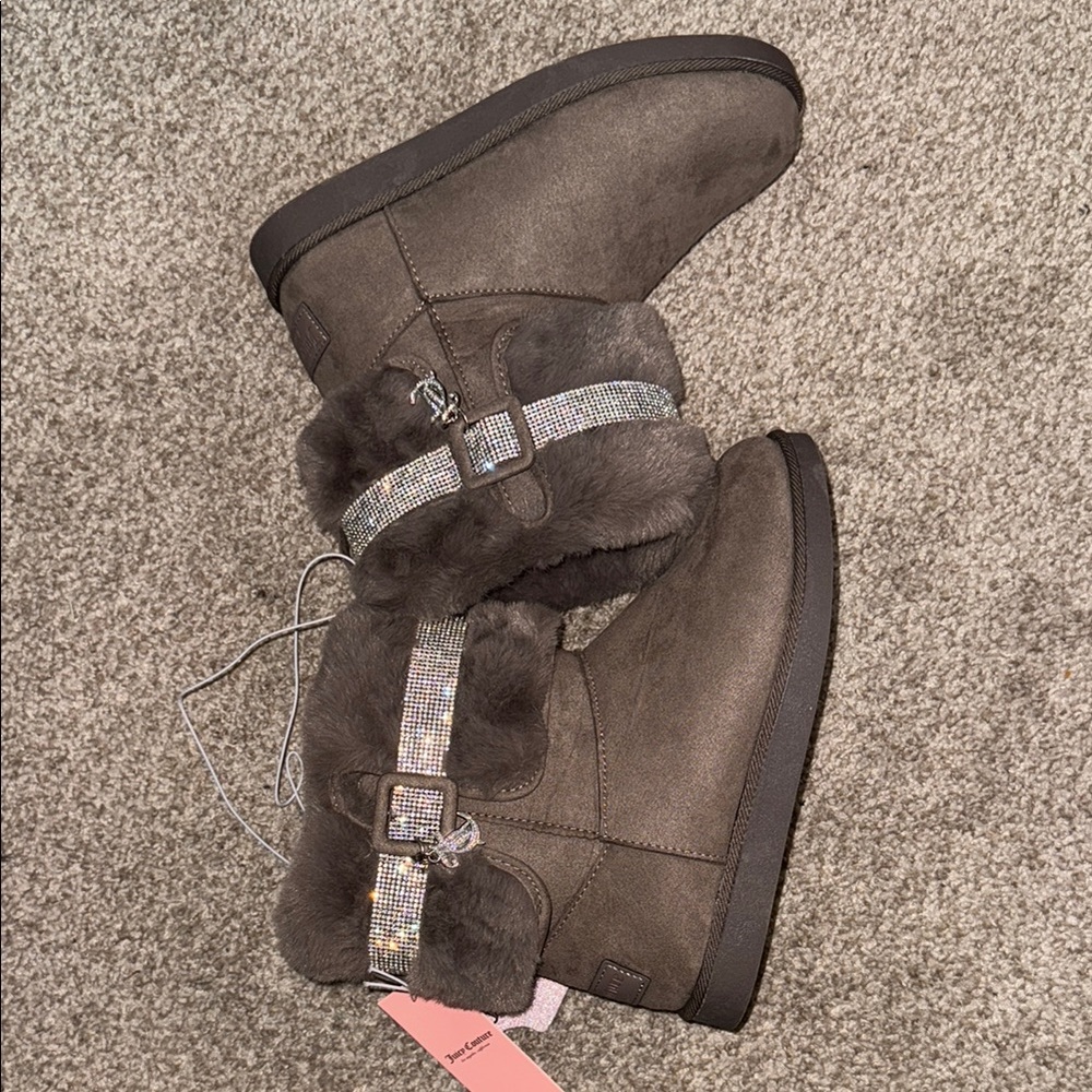 Juicy Couture Rhinestone Buckle Boots
